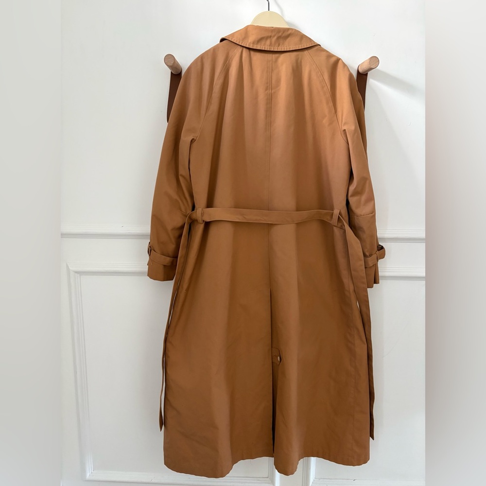 London Fog Camel Tan Single-Breasted Coat with Burgundy Lining - Picture 11 of 11